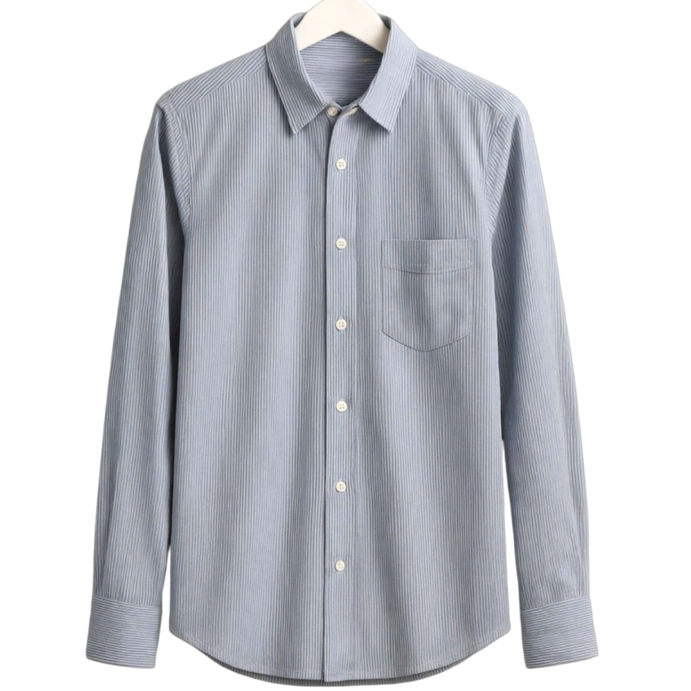 J.Crew Oxford Button Up Shirt Long Sleeves Striped Blue Cotton Pocket Boy's 10t